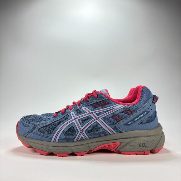 Asics Gel-Venture 6 Blue Pink Trail Athletic Running Shoes 1014A077 Youth Size 5 - Picture 4 of 10